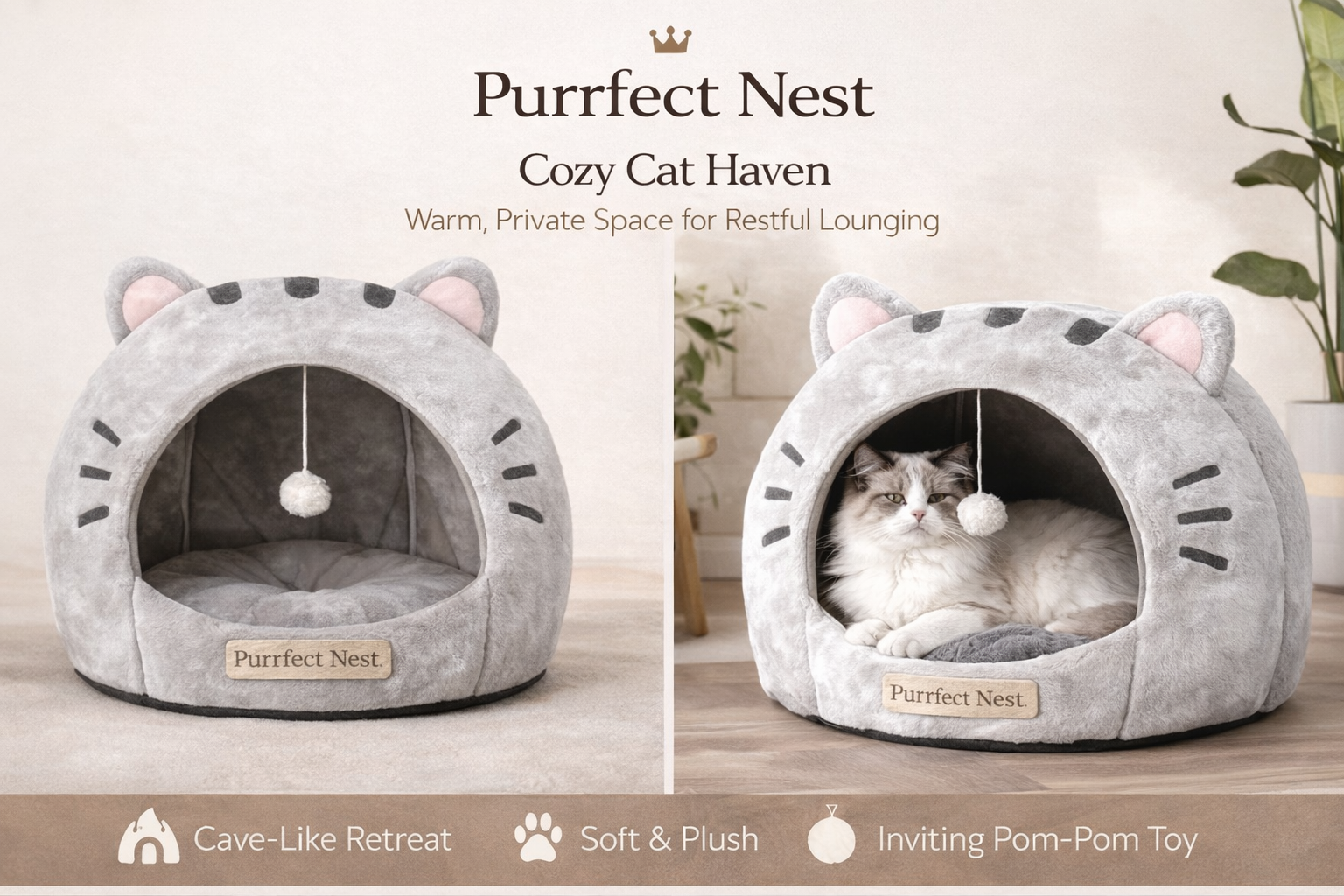 Purrfect Nest™ Cozy Cat Cave