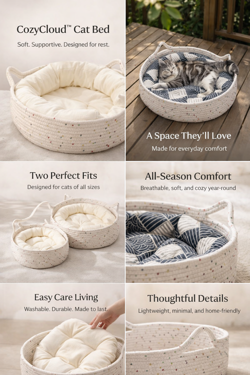 Purrfect Nest™ CozyCloud 3-in-1 Cat Bed